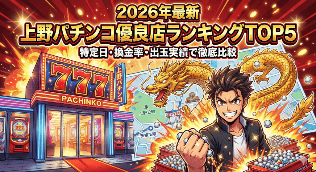 【2026年最新】上野パチンコ優良店ランキングTOP5！ 特定日・換金率・出玉実績で徹底比較