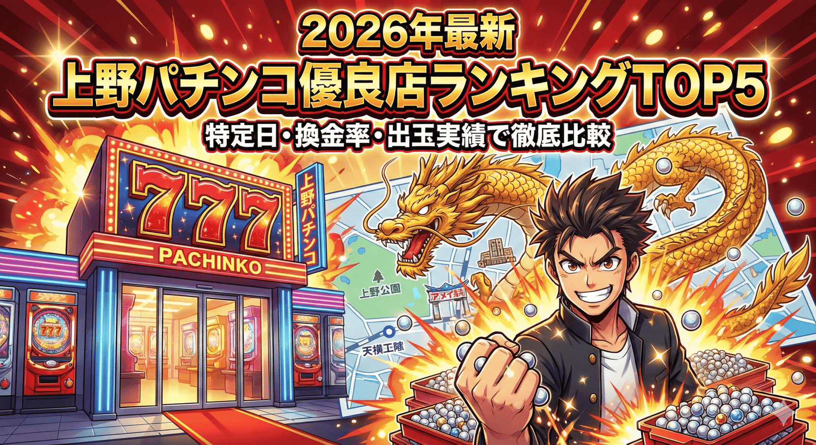 【2026年最新】上野パチンコ優良店ランキングTOP5! 特定日・換金率・出玉実績で徹底比較