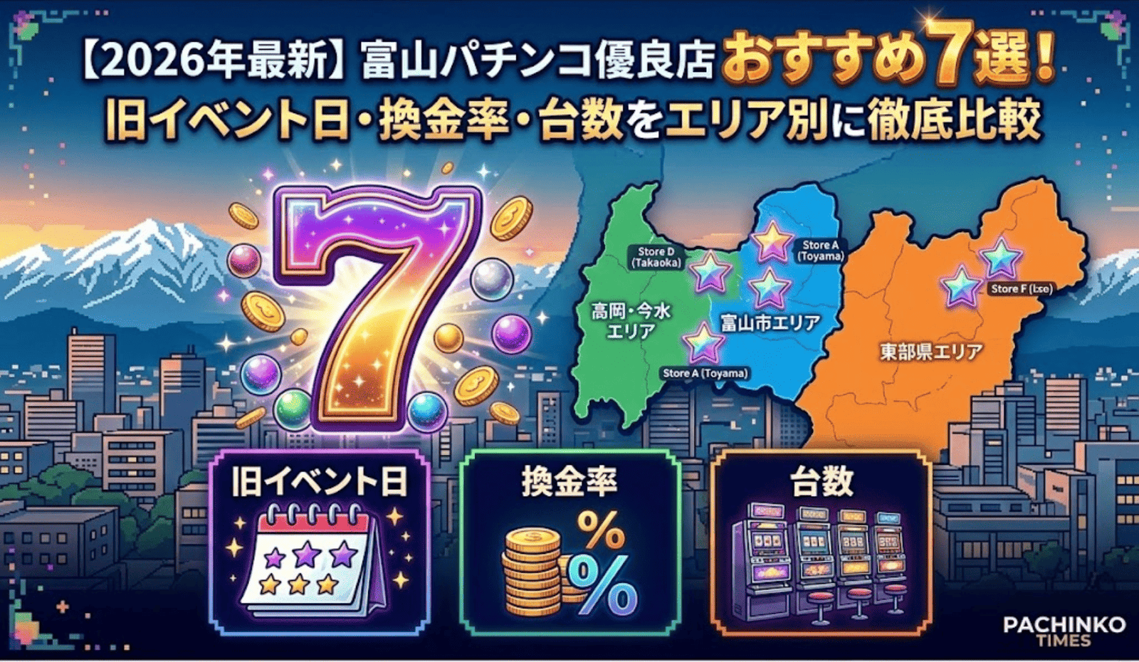 【2026年最新】富山パチンコ優良店おすすめ7選!旧イベント日・換金率・台数をエリア別に徹底比較