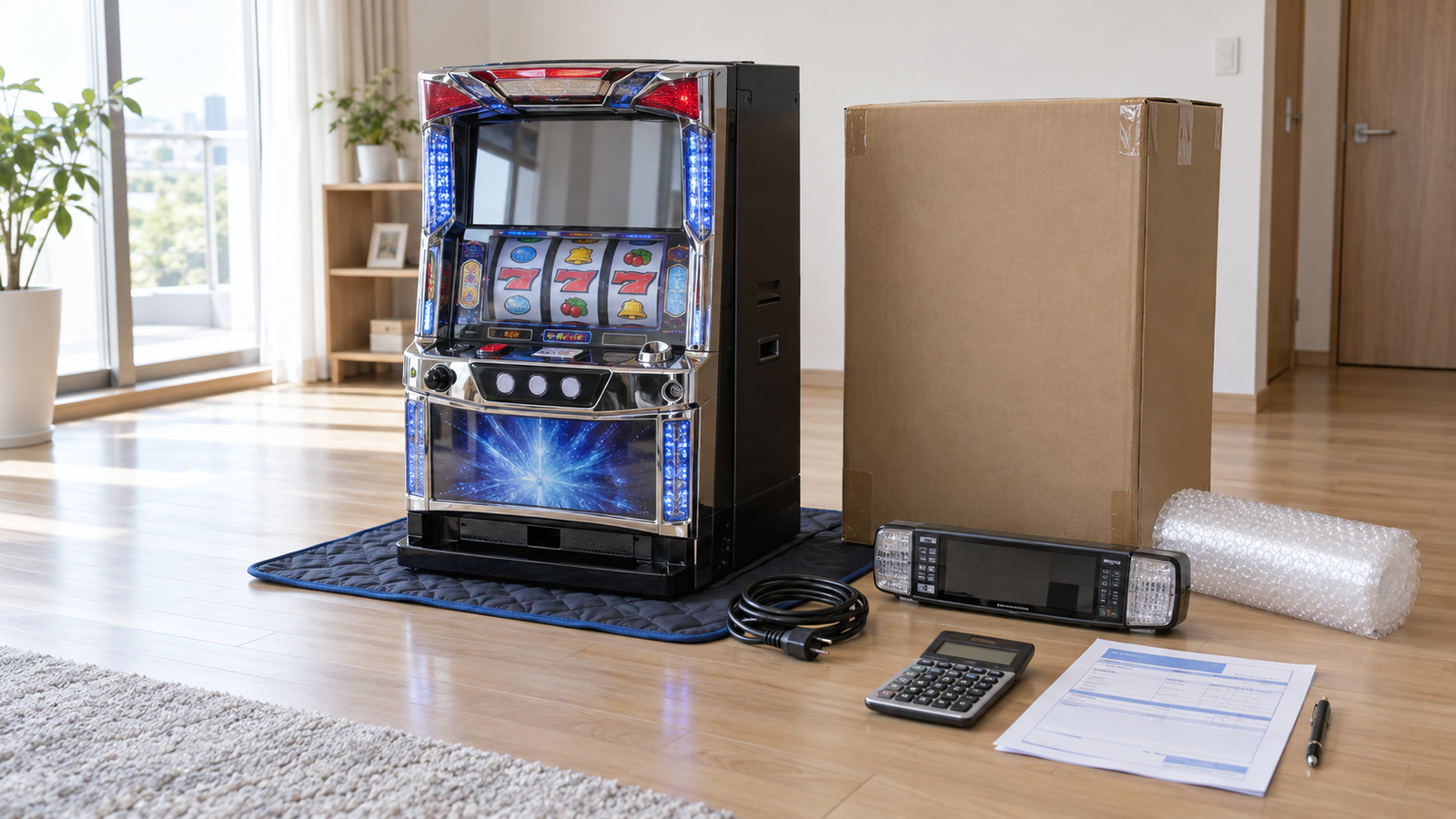 家スロの本体代、送料、周辺機器など購入総額を確認するイメージ