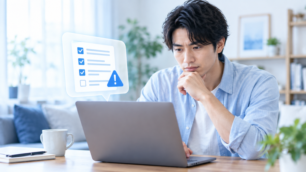 利用前の注意点をチェックリストで確認するイメージ
