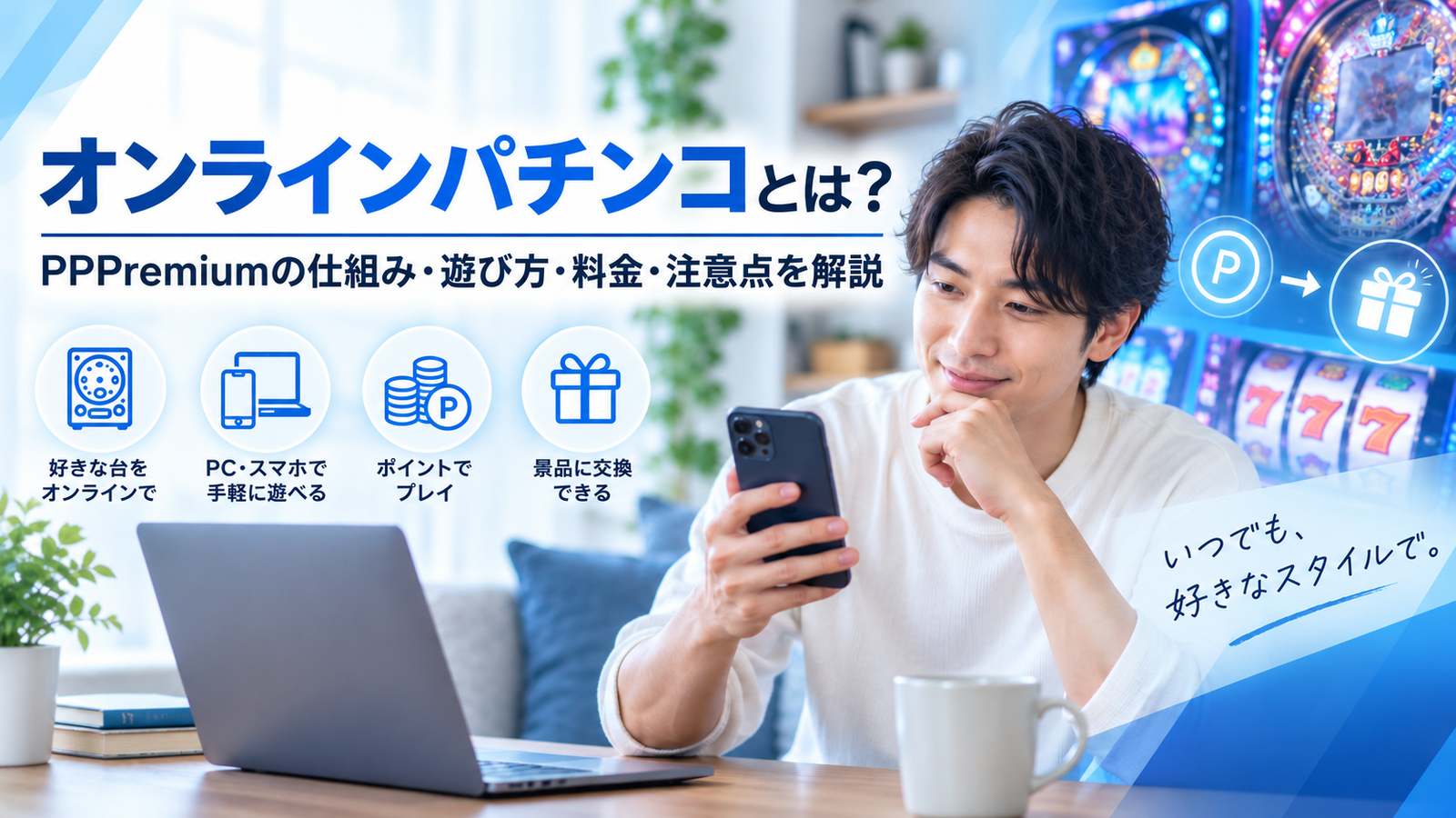 オンラインパチンコとPPPremiumの仕組みを解説するイメージ